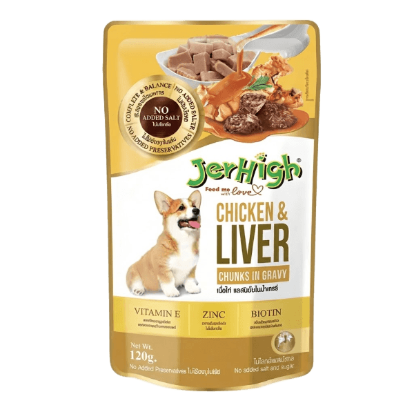 JerHigh Chicken And Liver in Gravy Dog Wet Food 120gm - 12 Pack